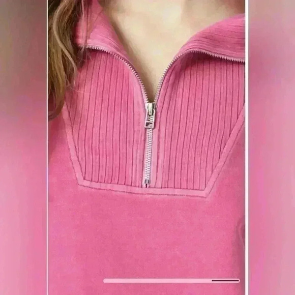 Forever 21 dusty pink 3/4 zip front pullover retro sweat shirt size medium - Picture 4 of 4